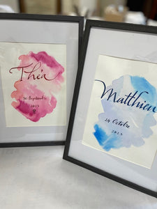 Oeuvre personnalisée - Aquarelle et calligraphie