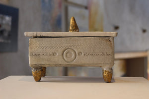 Raku ceramic box with gold leaf