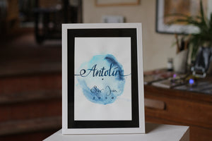 Personnalised artwork - Watercolor and calligraphy 