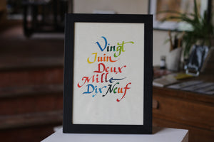 Date ou mots de votre choix calligraphiés