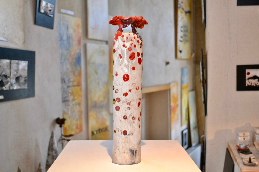 Vase soliflore en céramique Raku